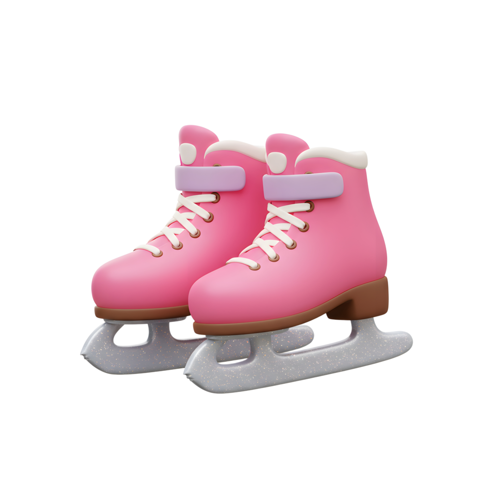 A pair of pink ice skates with laces and stars gives a playful and magical feeling, ideal for representing winter activities or decorative elements. png