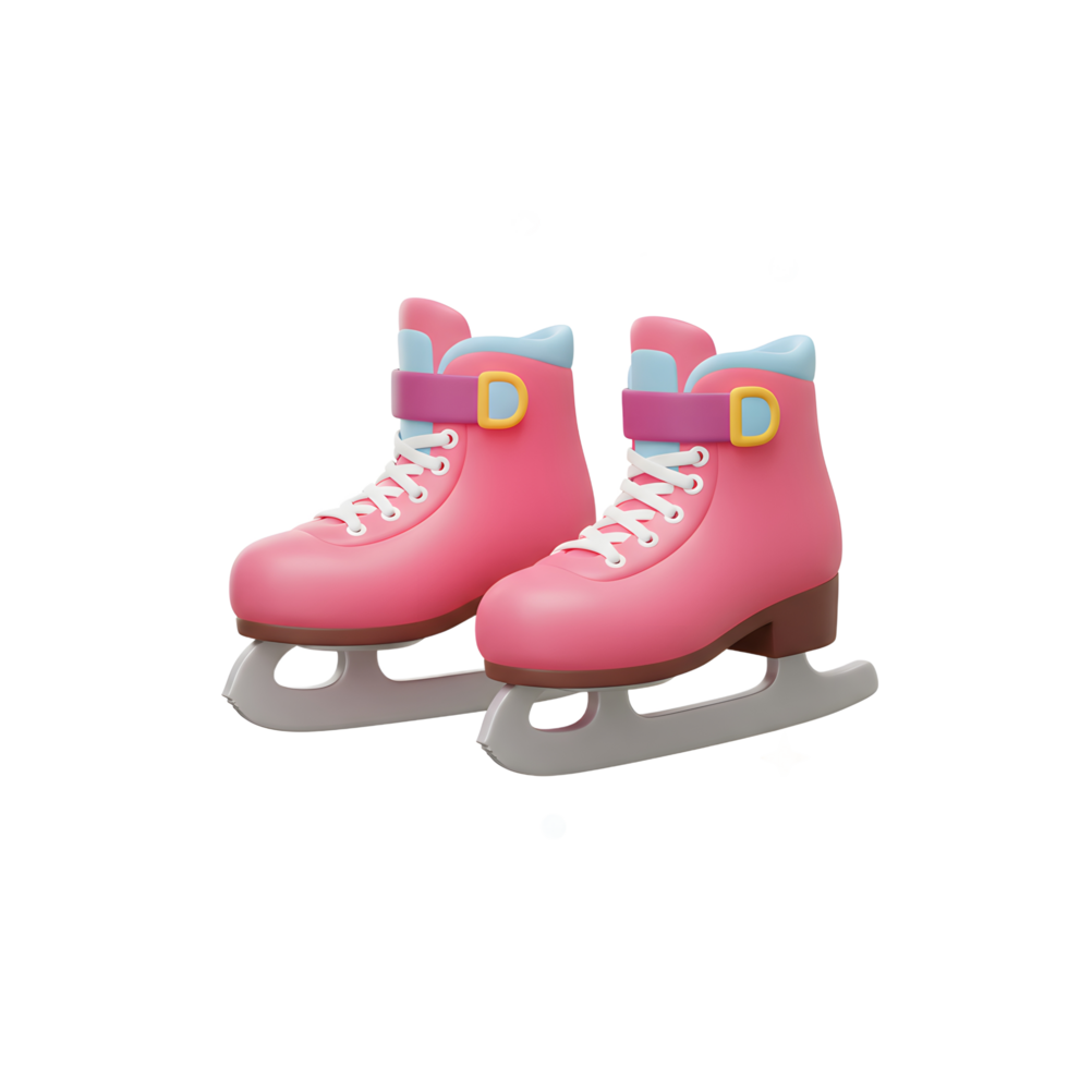 A pair of pink ice skates with colorful stars around them creates a fun and whimsical image for winter sports and recreational activities. png