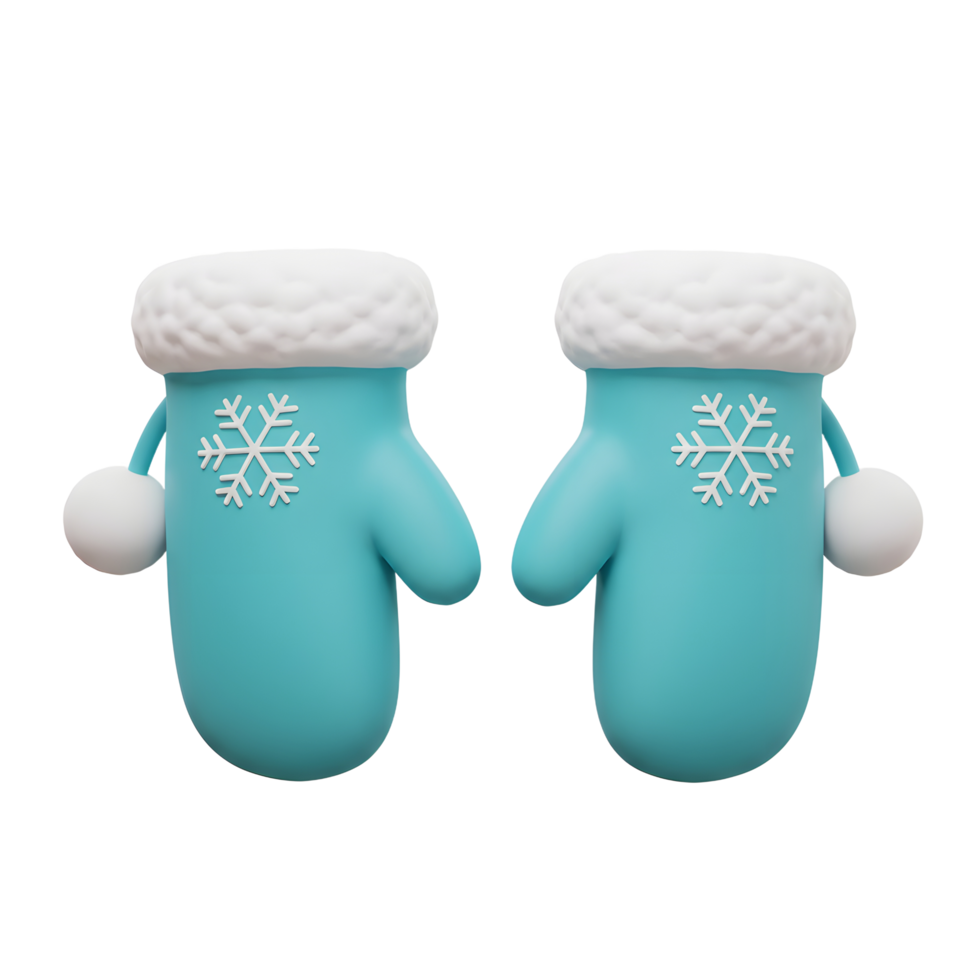 A pair of adorable blue mittens featuring a white snowflake and fur trim are perfect for staying warm and stylish in the winter. png