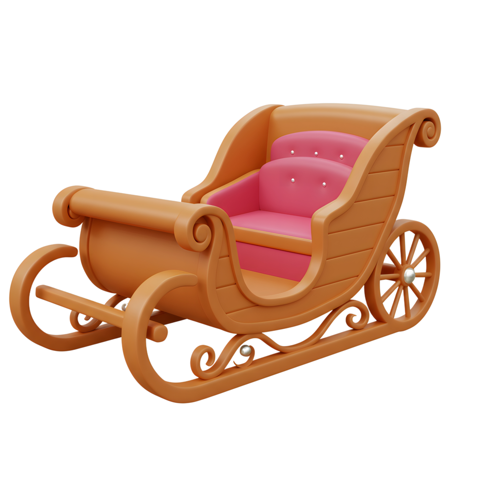 This is a cartoon sleigh with a pink seat and is used for Christmas decoration. png