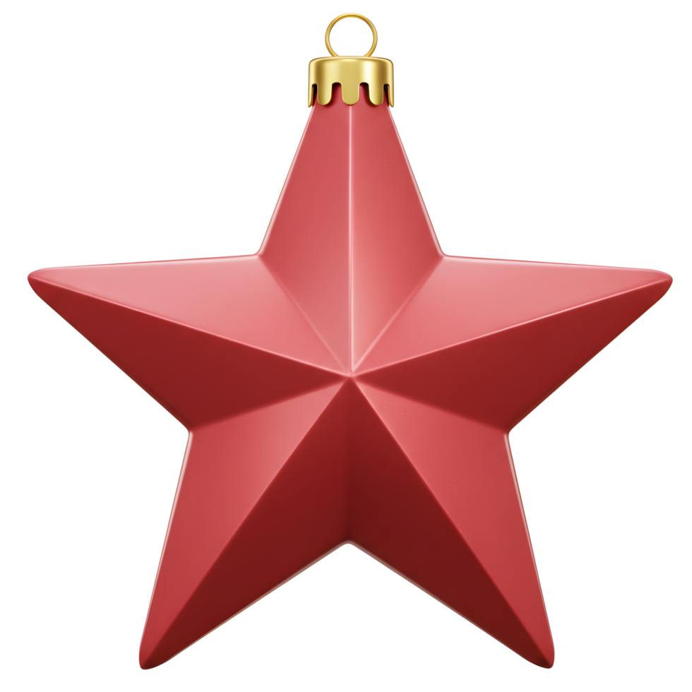 A shiny red star ornament with gold loop makes a beautiful decoration for festive seasons. png