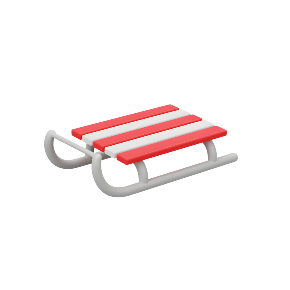 A red and white sled glides swiftly, suggesting snowy adventures and playful winter activities for recreational use. png