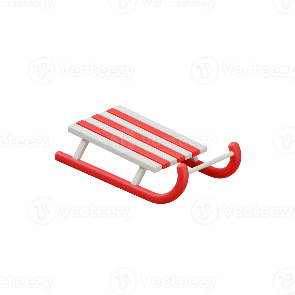A red and white sled sits on a white background, perfect for winter fun and sledding. png
