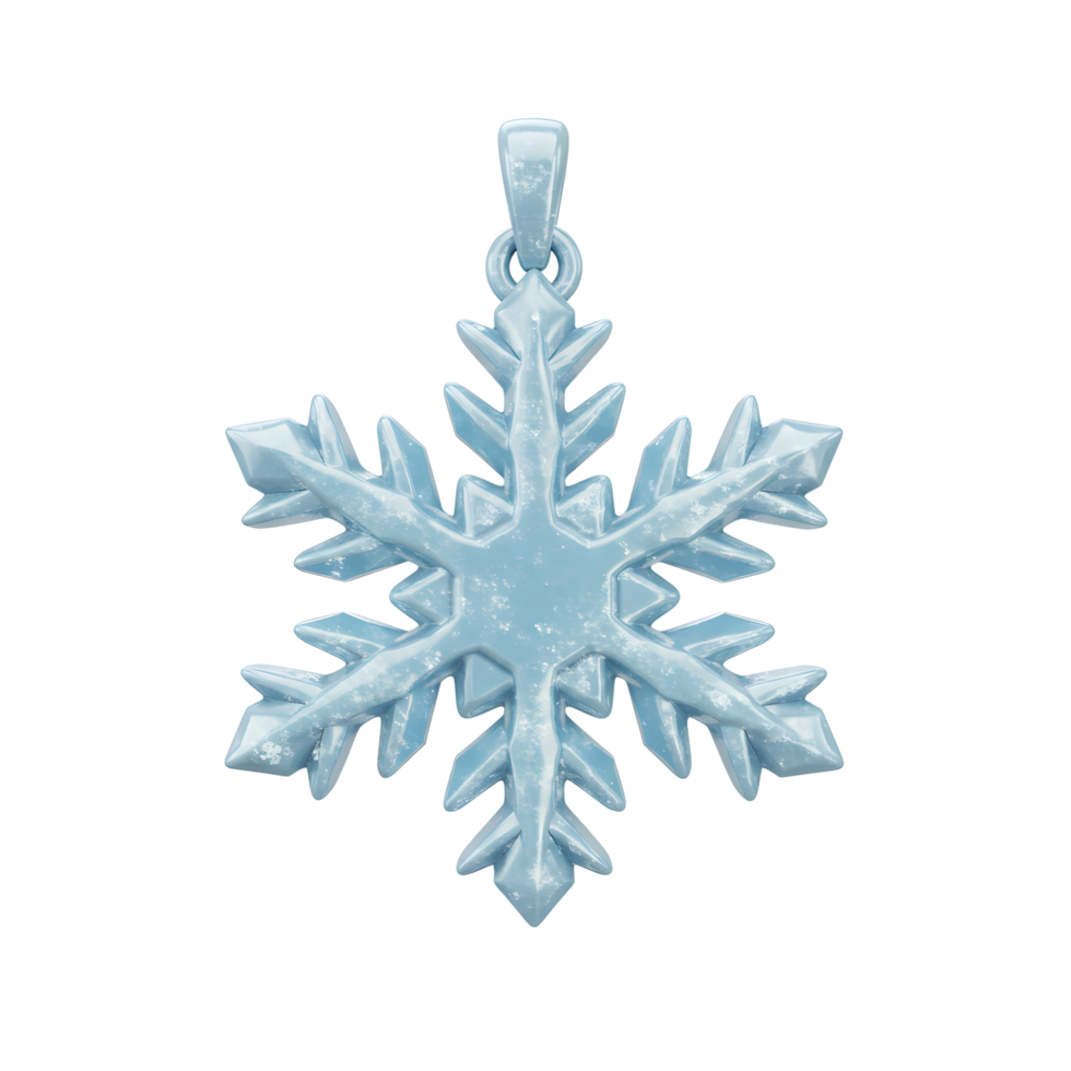 A light blue snowflake pendant hangs from a loop, resembling a delicate winter ornament, perfect for adding a touch of frosty elegance to any outfit. png