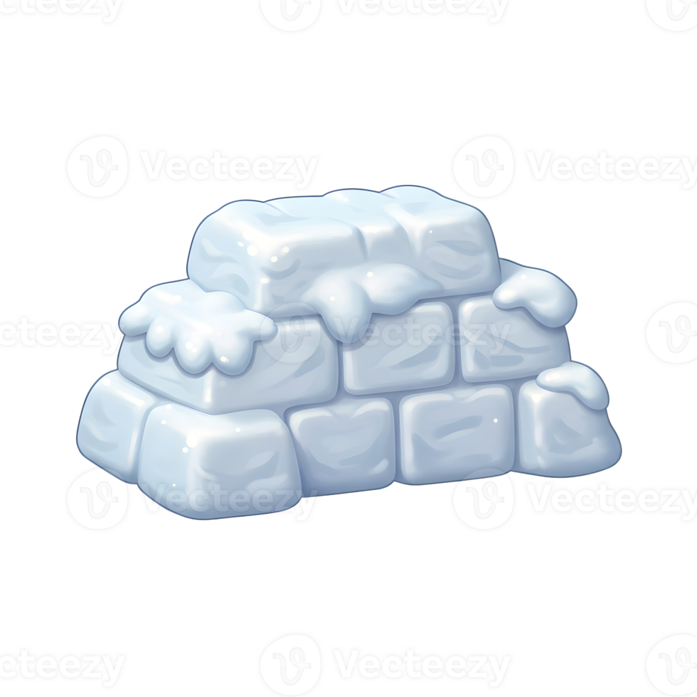 A stack of snow bricks makes a small wall or barrier, typically used for winter scenery or game elements. png