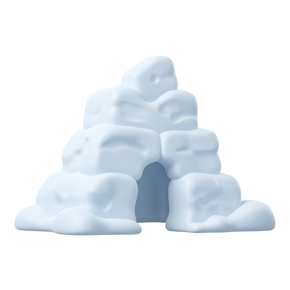 A cartoon igloo structure is isolated against a white background and might be employed as a plaything. png
