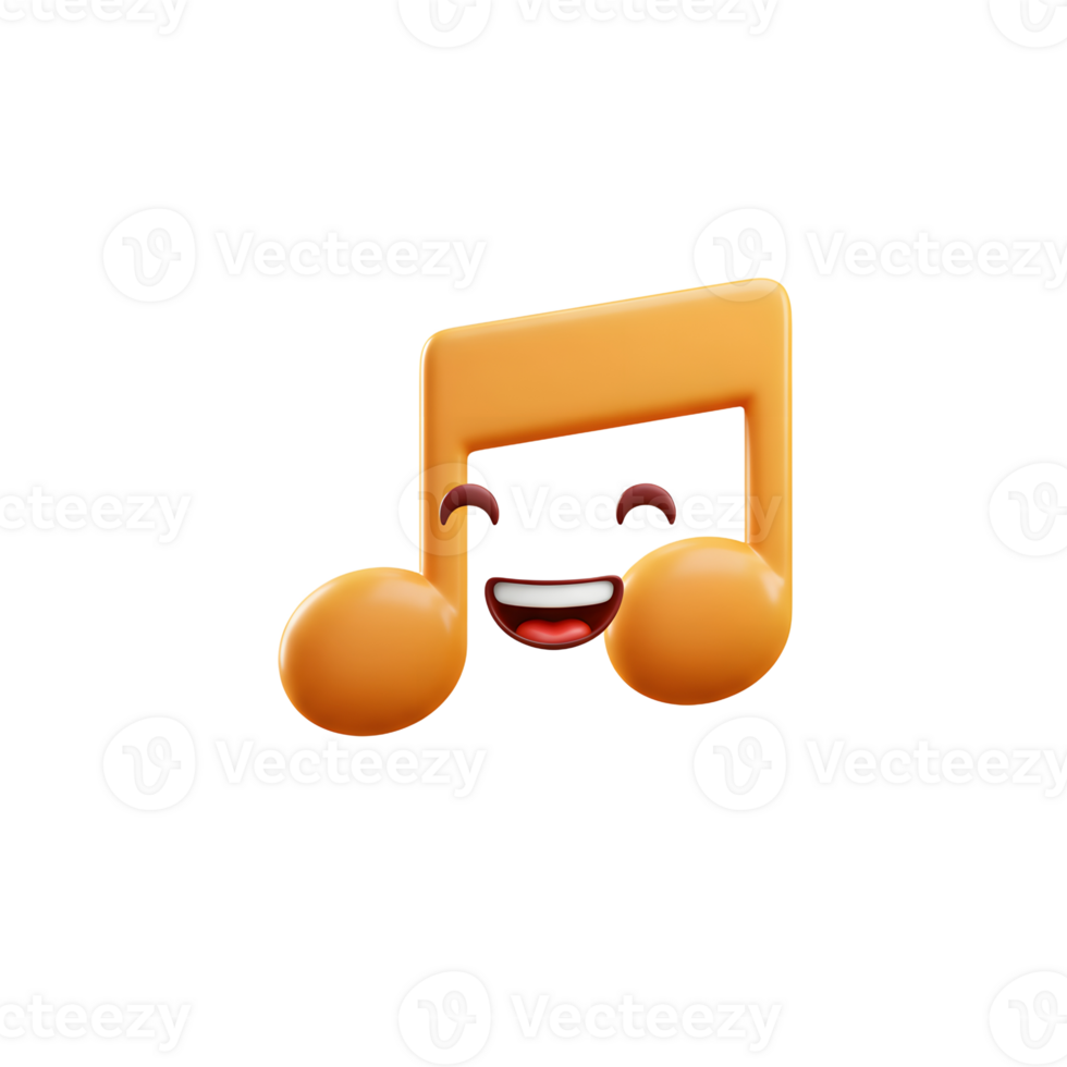 A cheerful orange musical note with a smiling face is displayed against a plain white backdrop, perfect for conveying joy and musical expression. png