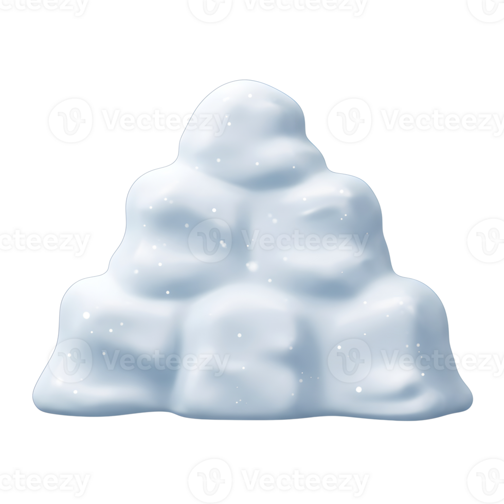 A pile of snow with falling snow creates a wintery image to be used as decoration or background. png