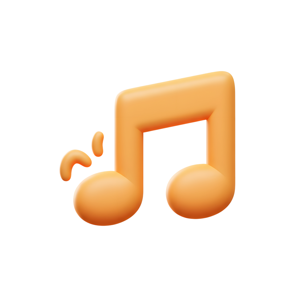 An orange musical note with radiating shapes floats on a white background, and it can be used to denote music and sound. png