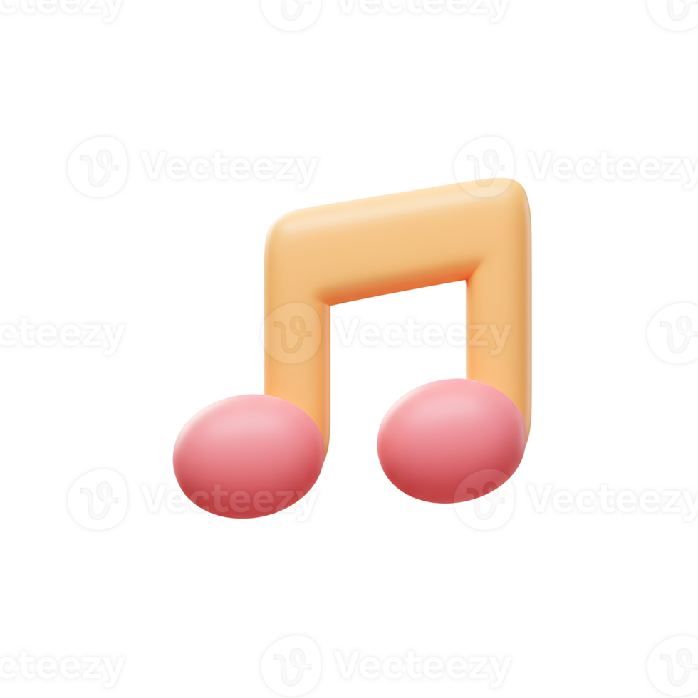 3D music note illustration used to represent sound, rhythm, or musical concepts. png