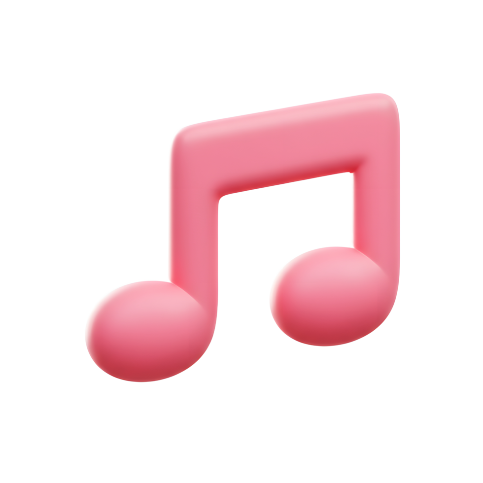 A glossy, pink musical note conveys a sense of sound, perfect for representing music or audio content. png
