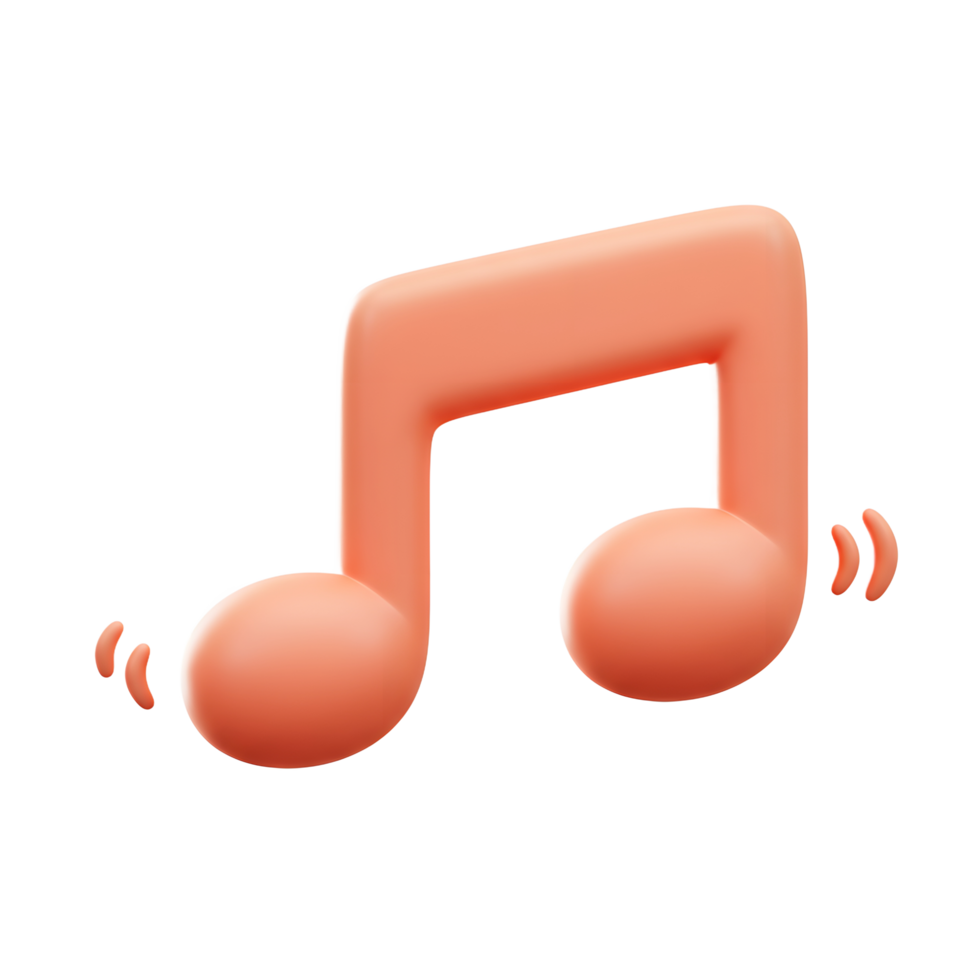 A single orange musical note with sound waves emanating from it conveys the impression of music playing, ideal for illustrating sound or music-related content. png