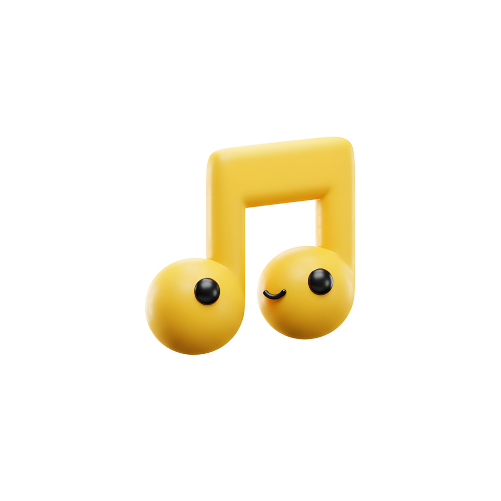 A cute yellow music note with a smiling face adds a playful and cheerful element and can be used for educational or decorative purposes. png