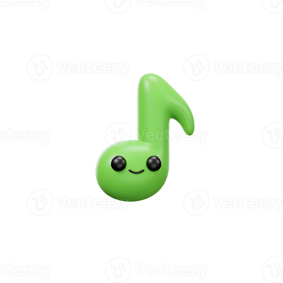 A cheerful green music note with a smiling face brings a playful touch to musical themes and children's designs. png