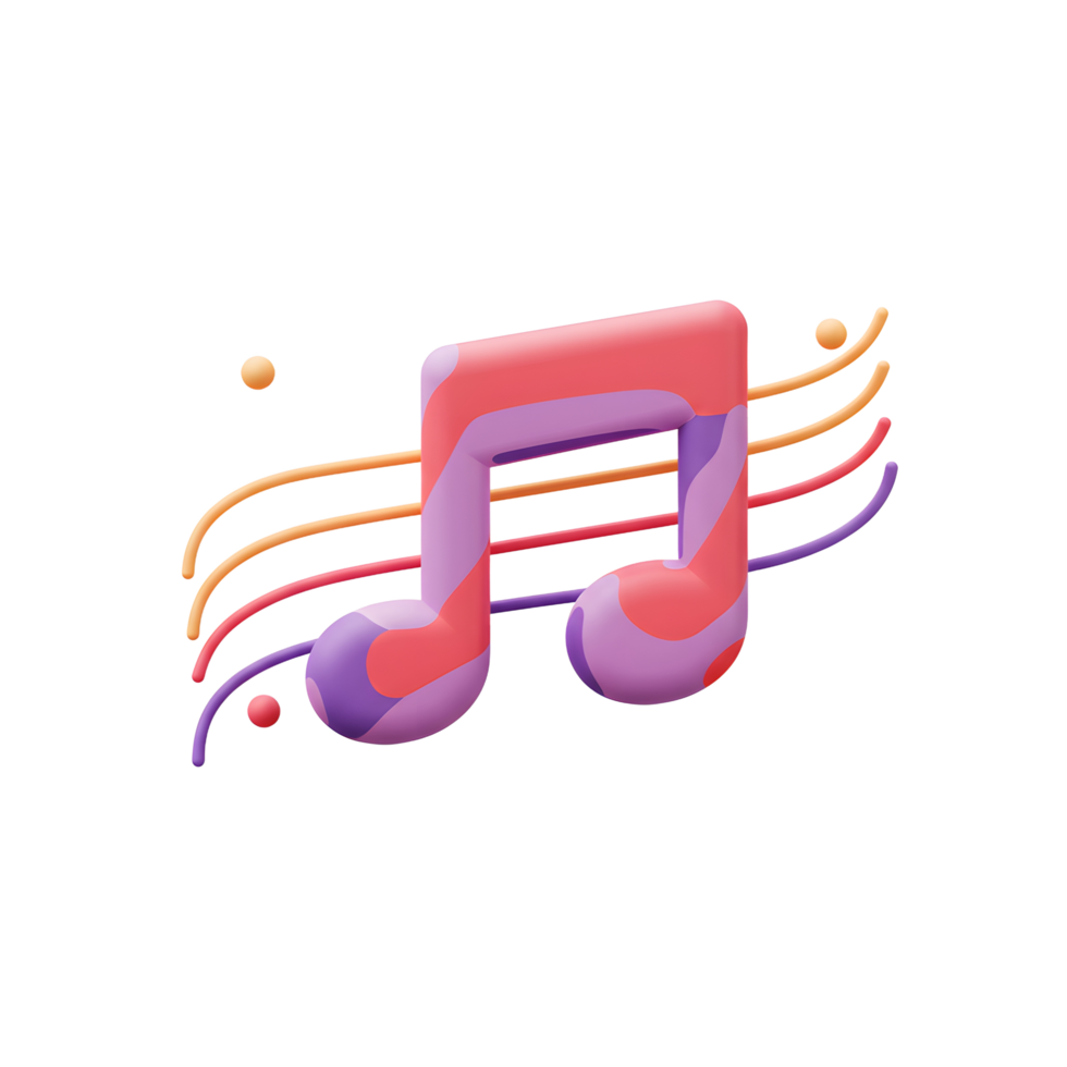 This vibrant illustration features a stylized music note with colorful swirls and surrounding lines, perfect for adding a playful touch to designs related to music or entertainment. png