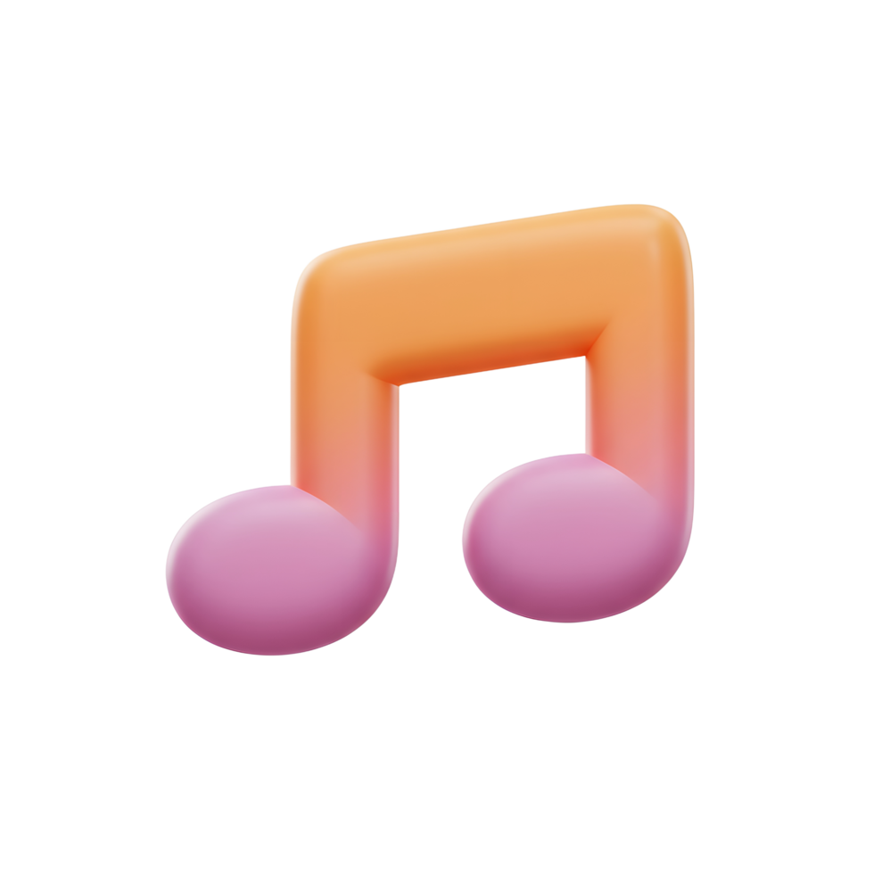 Illustration of a pink and orange music note that can be used for sound, song, or creative projects. png