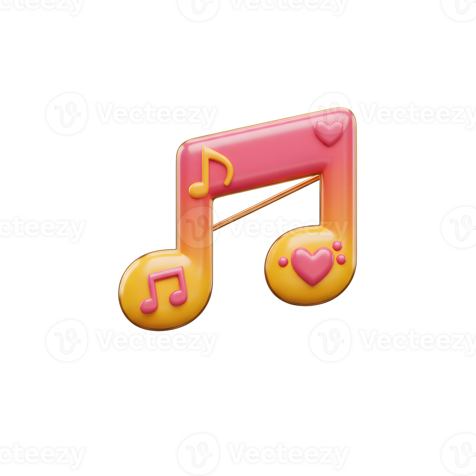 A colorful musical note with heart designs conveys a cheerful and romantic feeling, suitable for expressing love through music. png