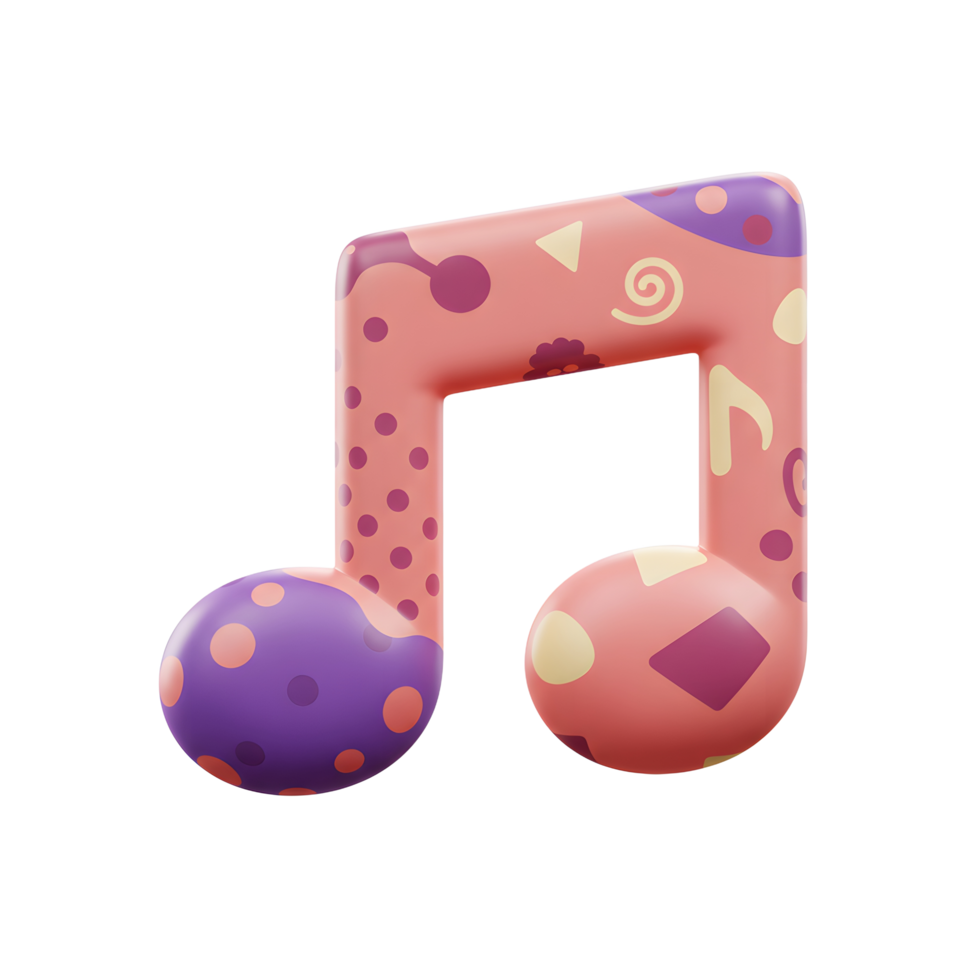 Colorful musical note with a pattern design stands out against a white background, perfect for music related projects. png