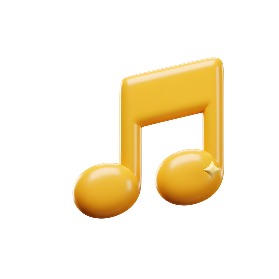 A yellow music note with a sparkle emits a playful aesthetic, making it suitable for entertainment or creative projects. png