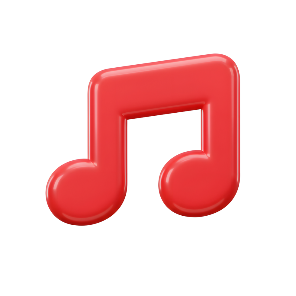 A vibrant red musical note is displayed against a white background, often used to represent music, audio, or sound. png