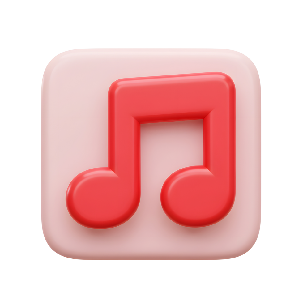 A red music note icon displayed on a pink square, suggesting music-related applications or content. png