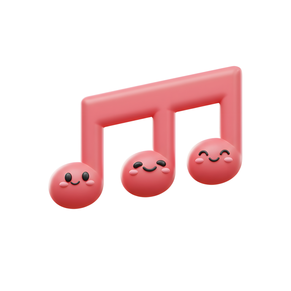 A red cartoon musical note with smiling faces represents a joyful tune, perfect for representing fun or light-hearted audio. png