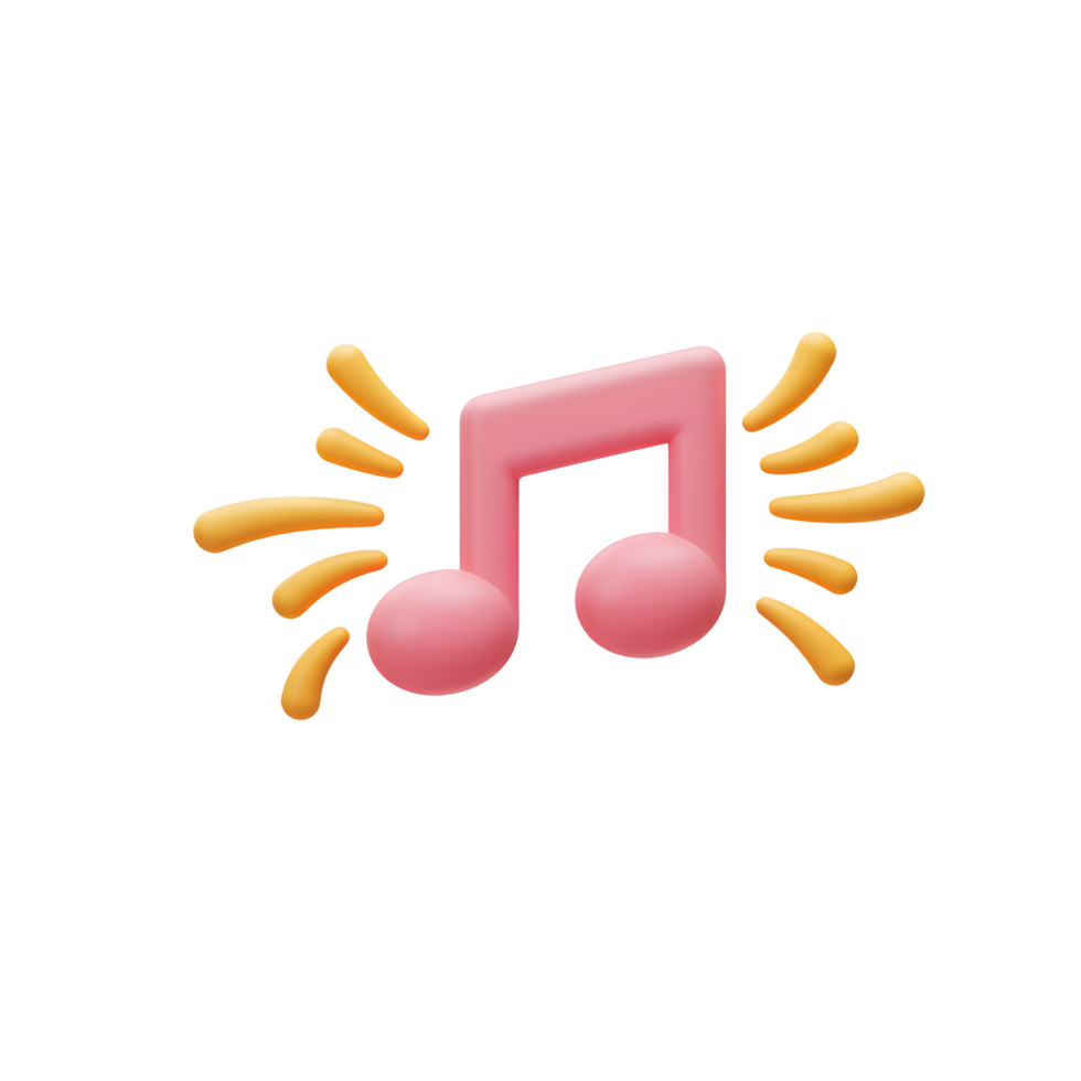 Pink music note is surrounded by stylized golden sound waves, suggesting audio or melody, suitable for expressing musical content. png