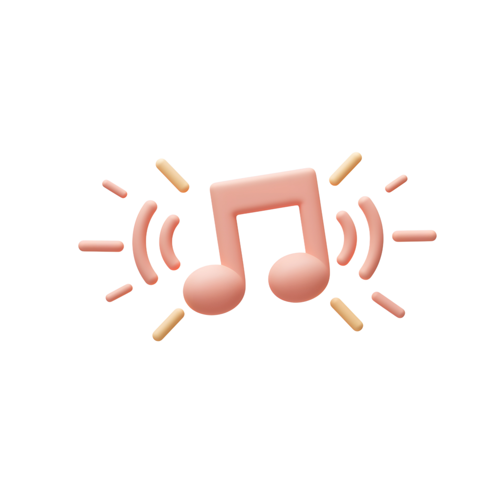 Pink music note emits sound waves, signifying audio or sound for multimedia purposes. png