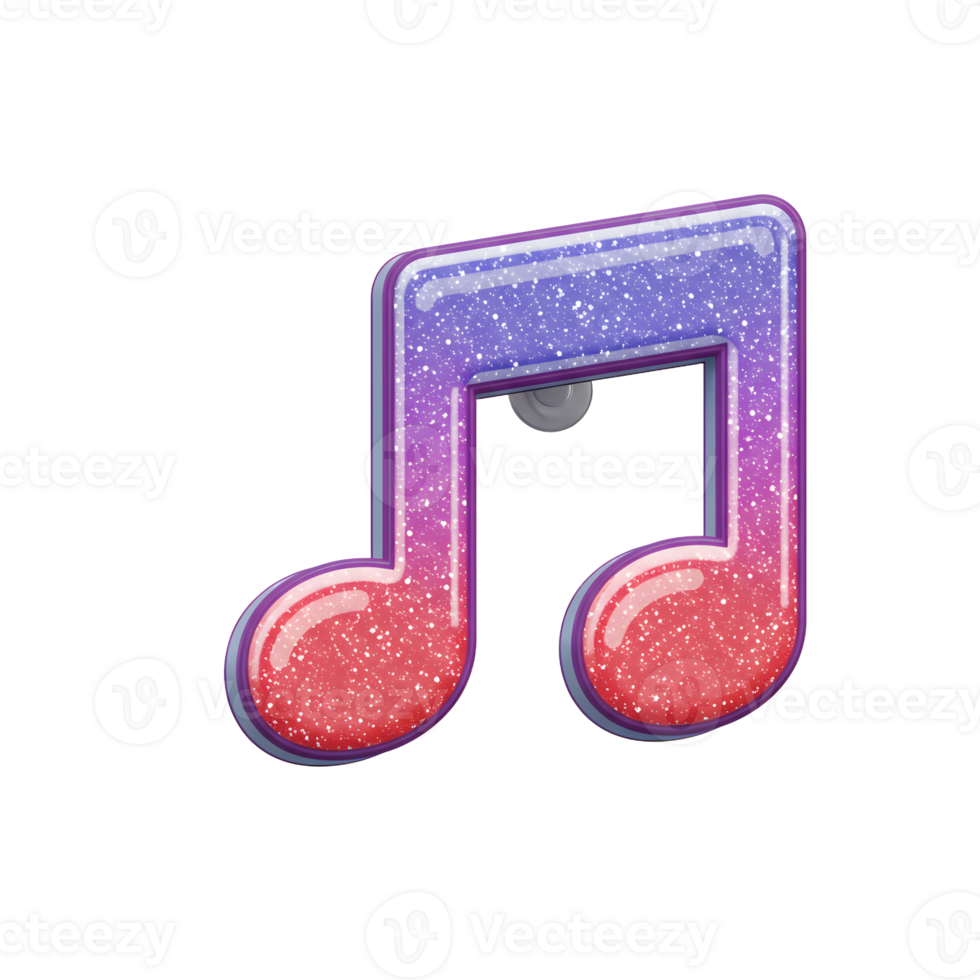 Sparkly music note illustration with surrounding stars creates a cheerful and whimsical vibe, suitable for creative projects. png