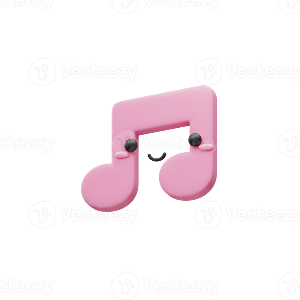 A pink music note featuring a cute smiley face, can be used for musical design or decoration. png