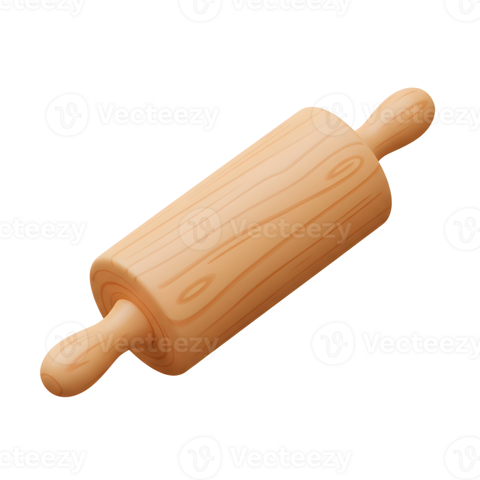 This wooden rolling pin is a kitchen tool used to flatten dough and pastry to create perfect pies and cookies. png