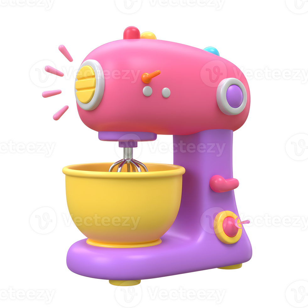 A cute cartoon mixer with a bowl is shown, likely used for baking or cooking. png
