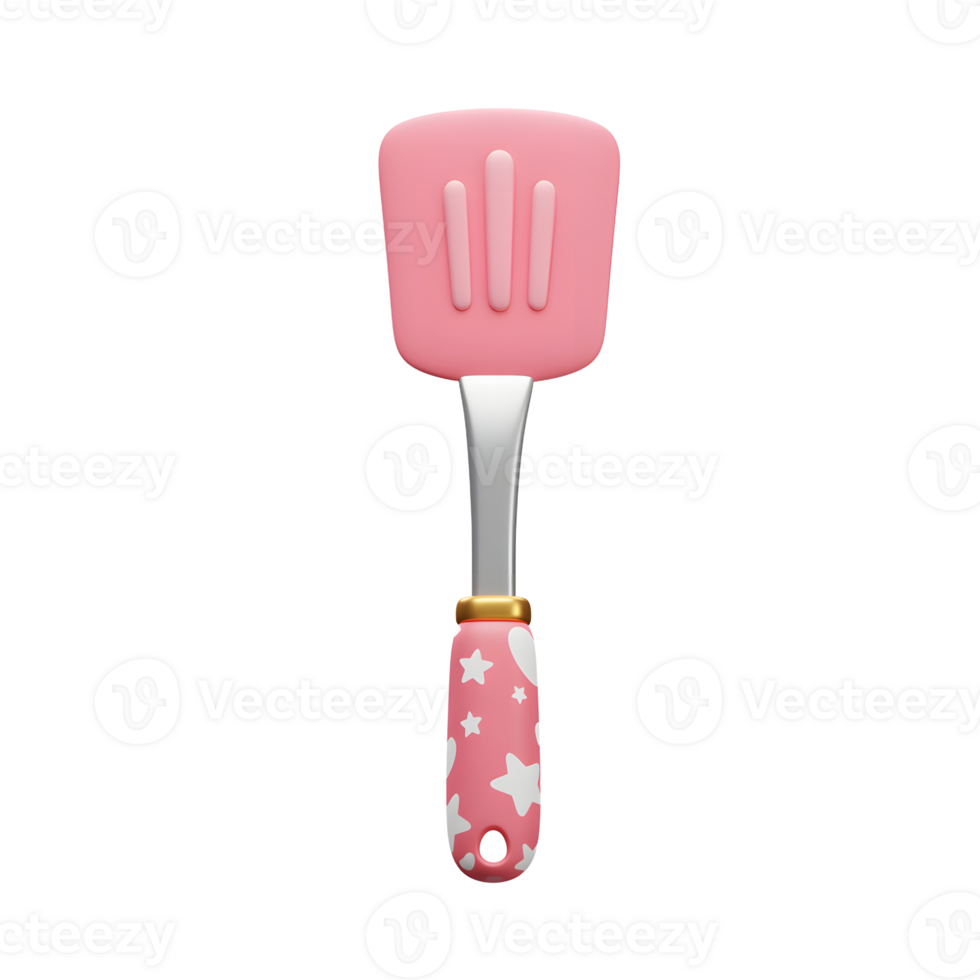 This pink spatula with white stars is perfect for flipping food in the kitchen because of its cute design and functionality. png