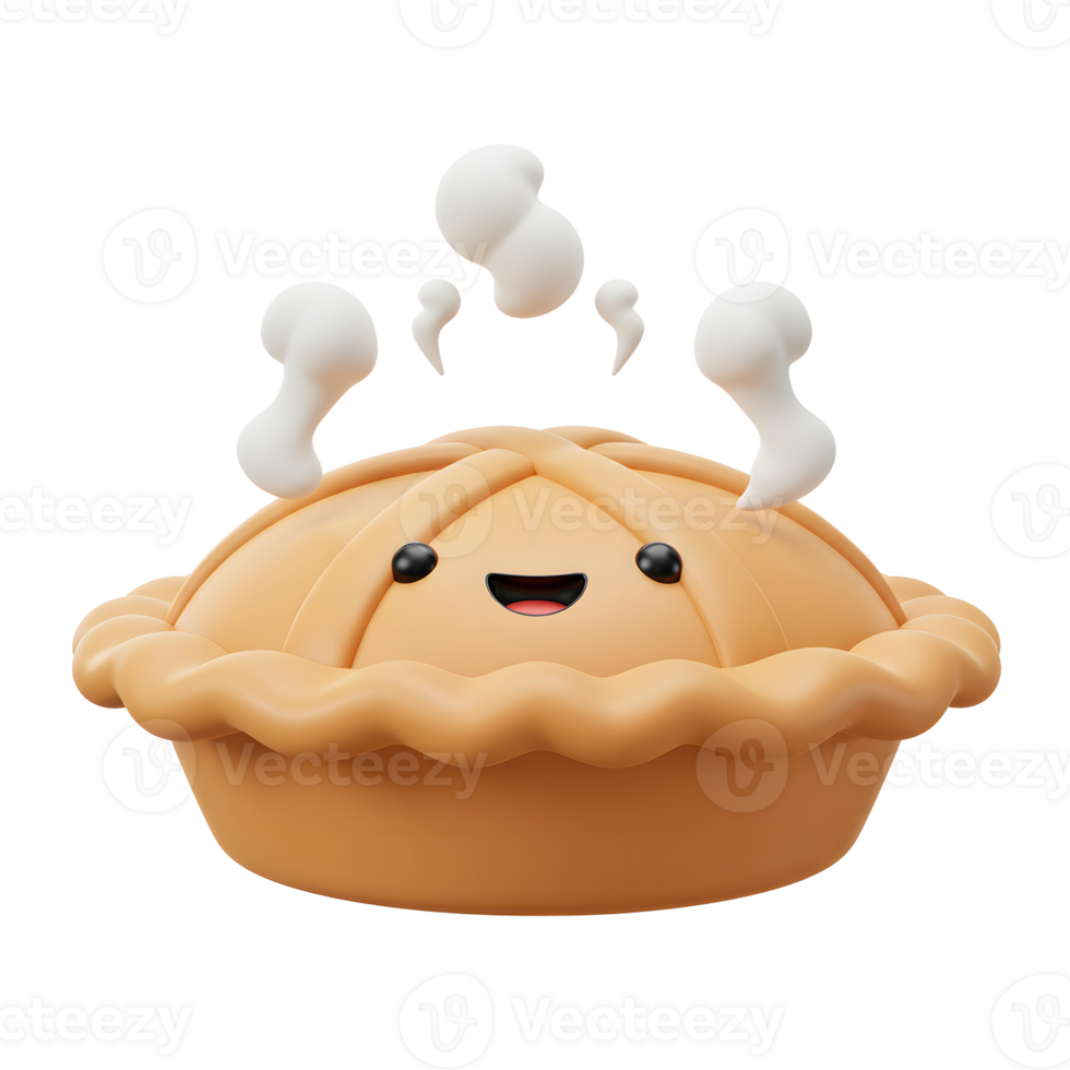 This is a cute cartoon pie with steam rising from it that can be used for food-related illustrations. png