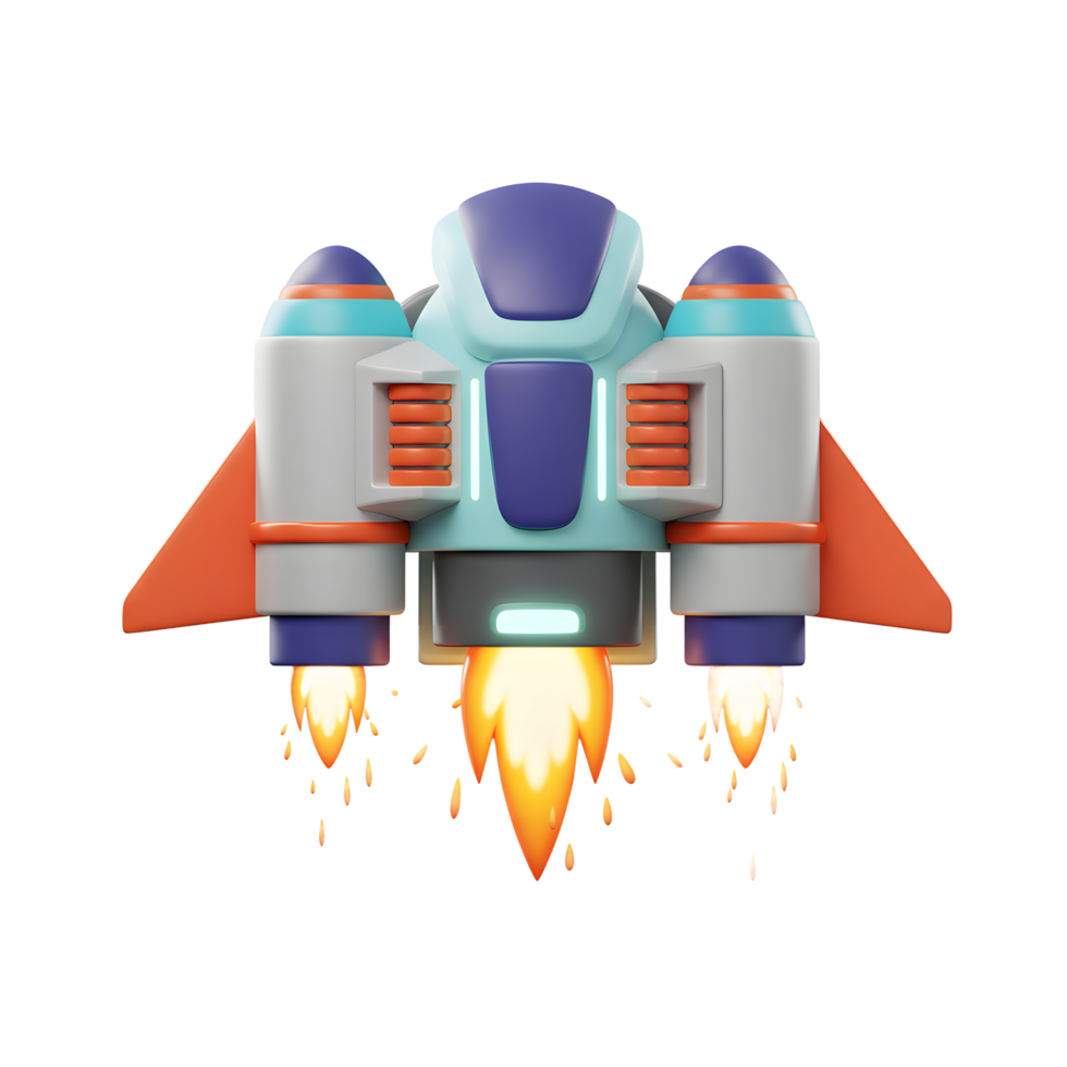 Cartoon rocket takes off with flame, making it useful for game development. png