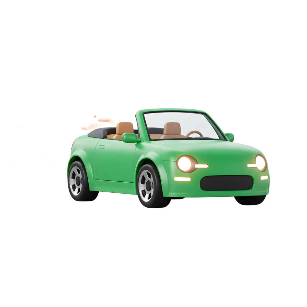 A vibrant green convertible is depicted with a streak of colorful paint trailing behind, suggesting speed and dynamism for automotive themes. png