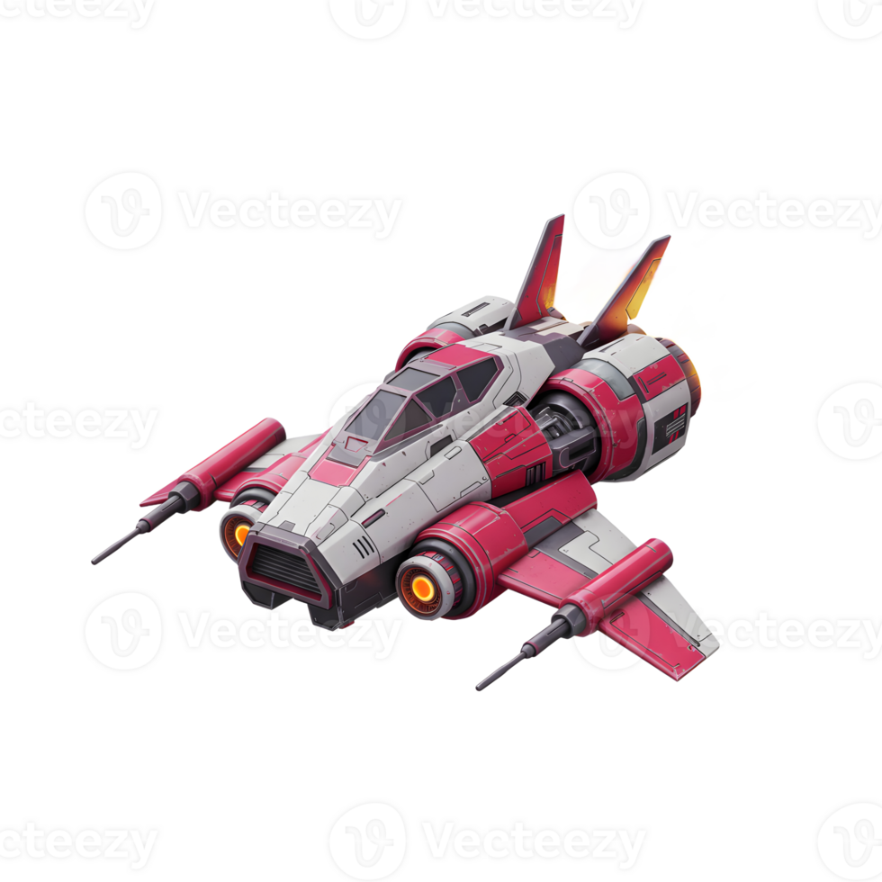 A red and white spaceship flies through the air leaving a trail of fire behind it, perfect for use in science fiction or fantasy illustrations. png