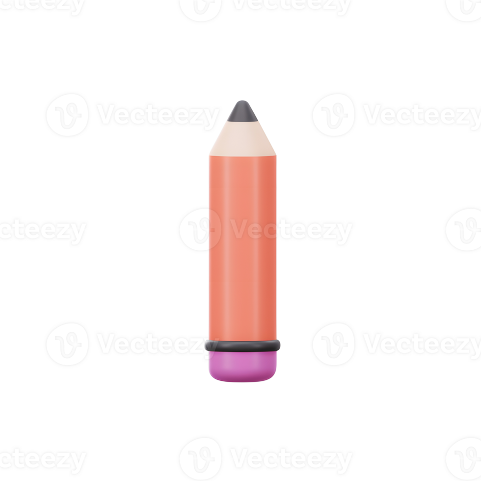 A sleek, digital illustration presents a pink pencil with a sharp gray tip, perfect for sketching or design projects. png