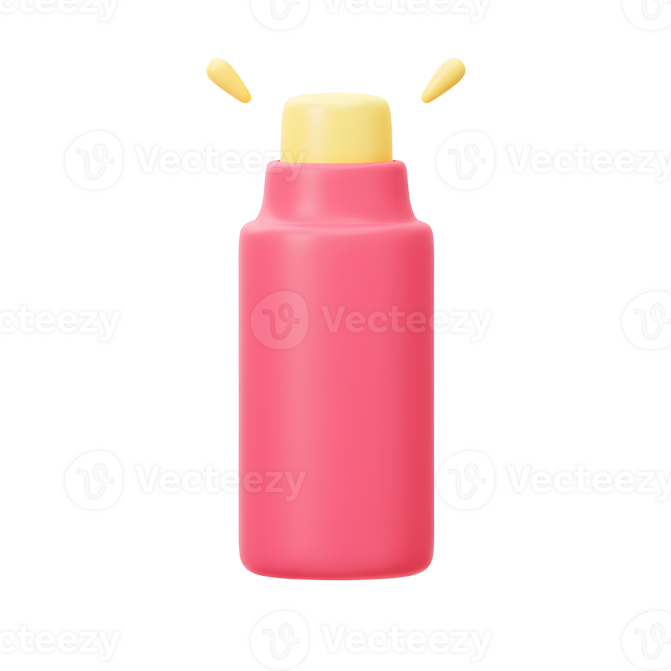 A pink bottle with a yellow top radiates two small yellow beams, suggesting it may contain a special liquid for use as a potion. png