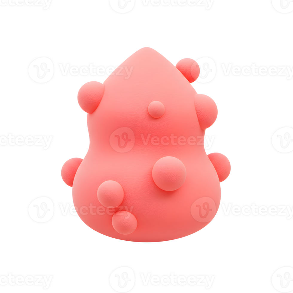 un rosado gota con esférico protuberancias flotadores en un blanco espacio, creando un visualmente interesante resumen composición para diseño propósitos. png