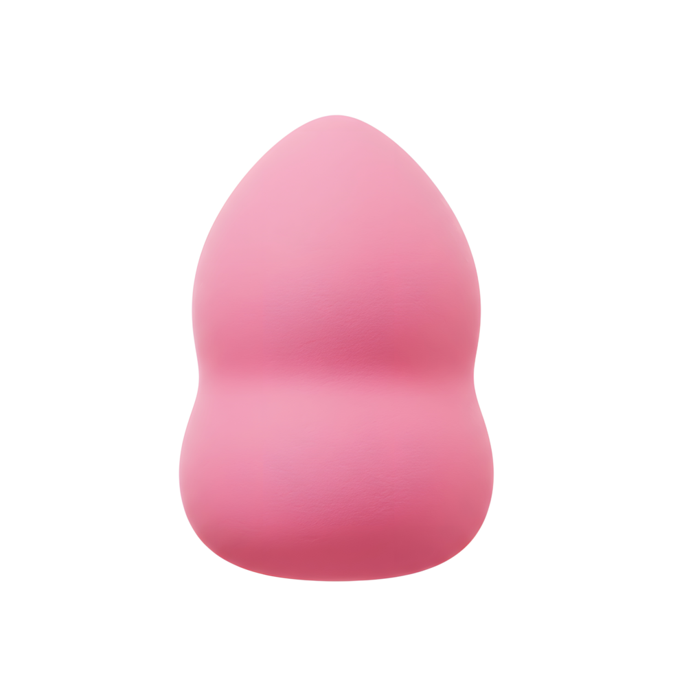 A pink makeup blender stands against a white background, perfect for applying foundation or concealer. png