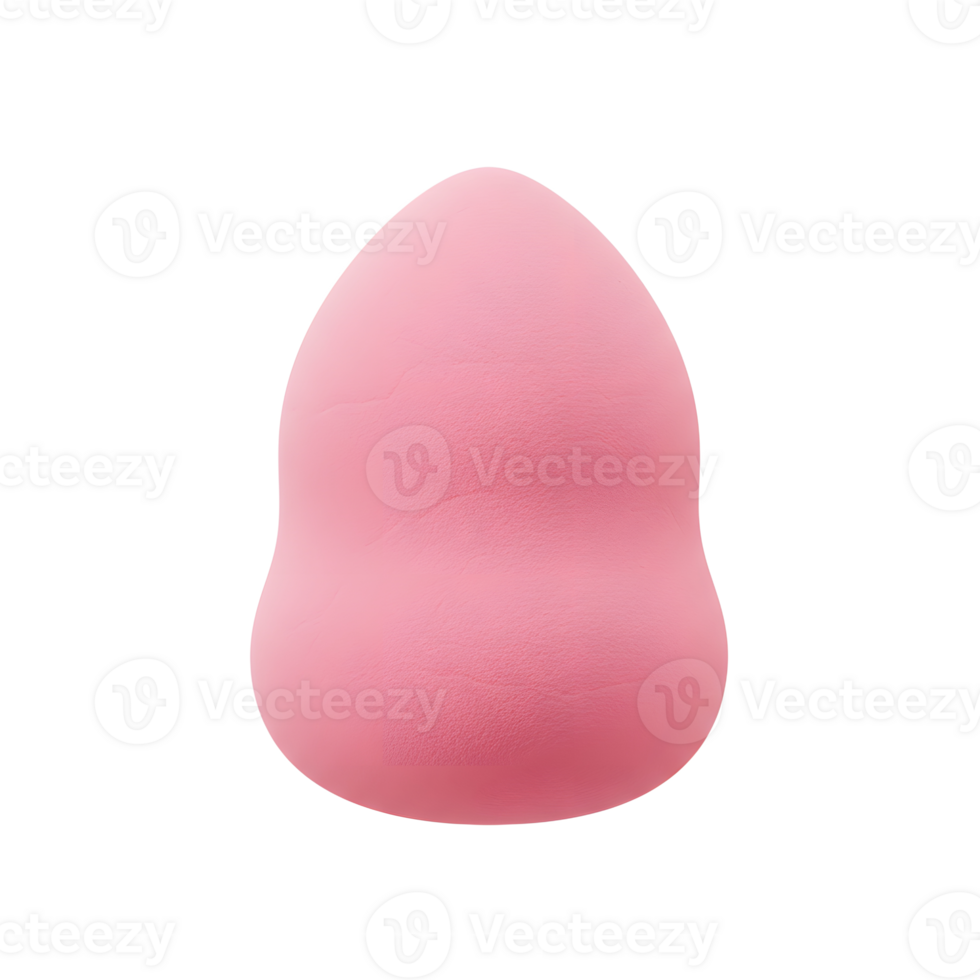 A single pink makeup sponge is presented on a white backdrop with a soft shadow, ready for seamless blending of foundation and other cosmetics. png