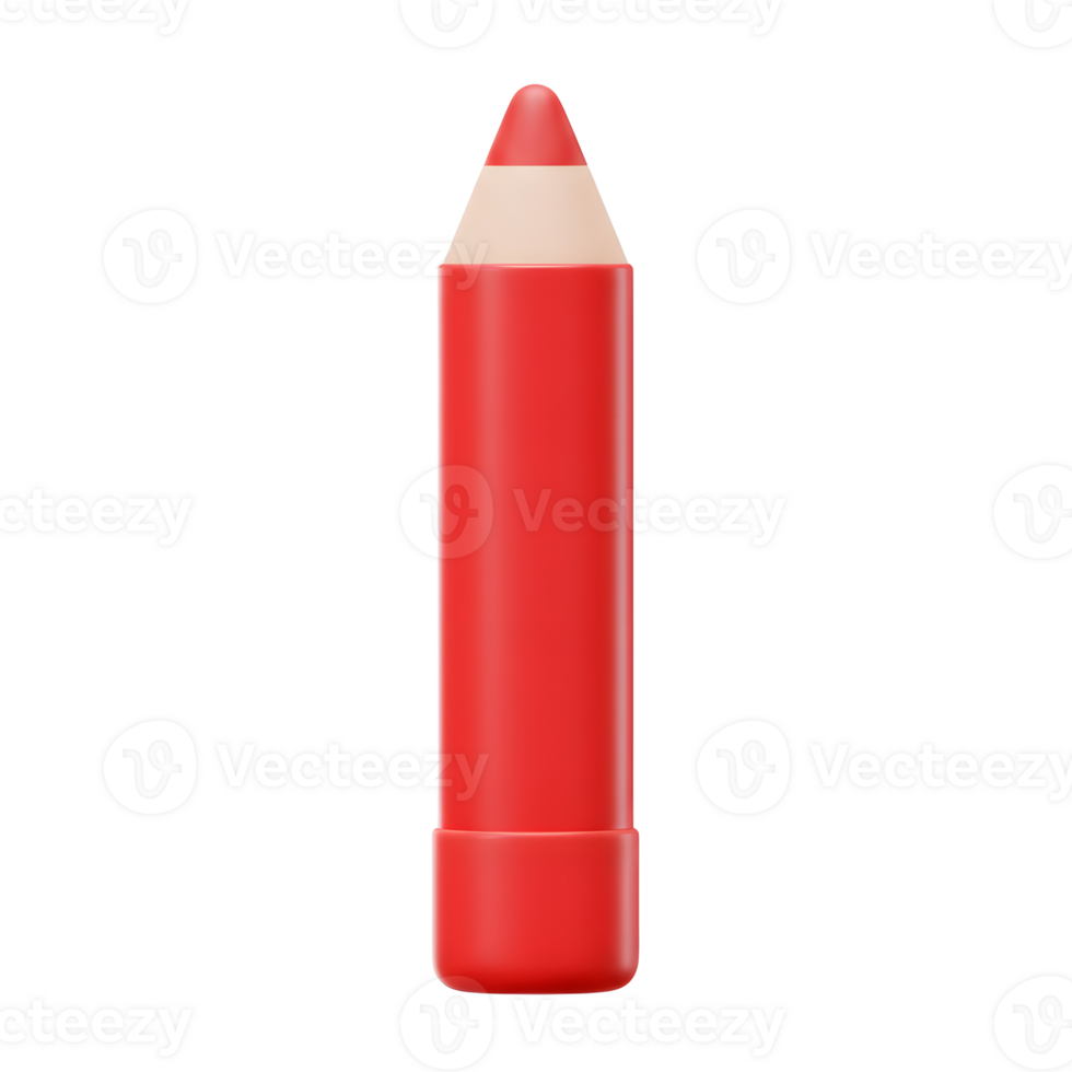 A red crayon with a light beige tip sits vertically, ready to be used for coloring or drawing. png