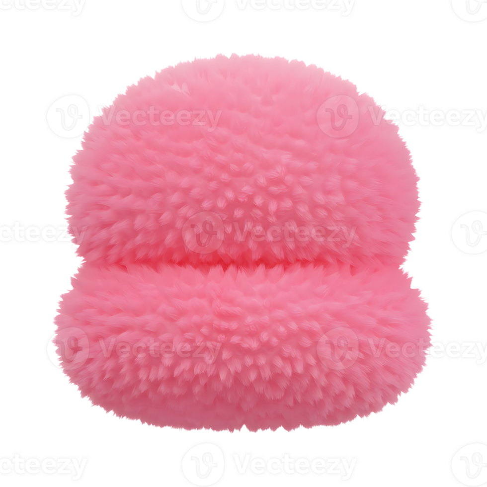 A pink fluffy pompom is isolated on a white background and is suitable for craft project. png