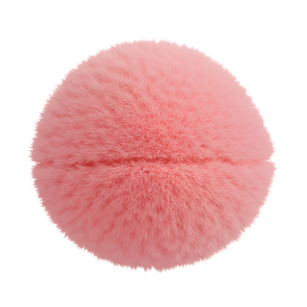 A round, pink, furry ball sits against a white background, creating a soft and visually appealing element for various design applications. png