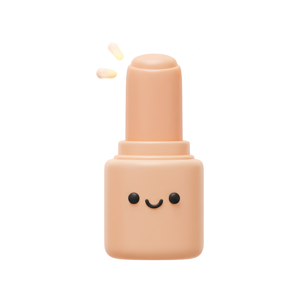 Cute cartoon lipstick with a face emits sparkles to enhance beauty and add a touch of whimsy to everyday life. png