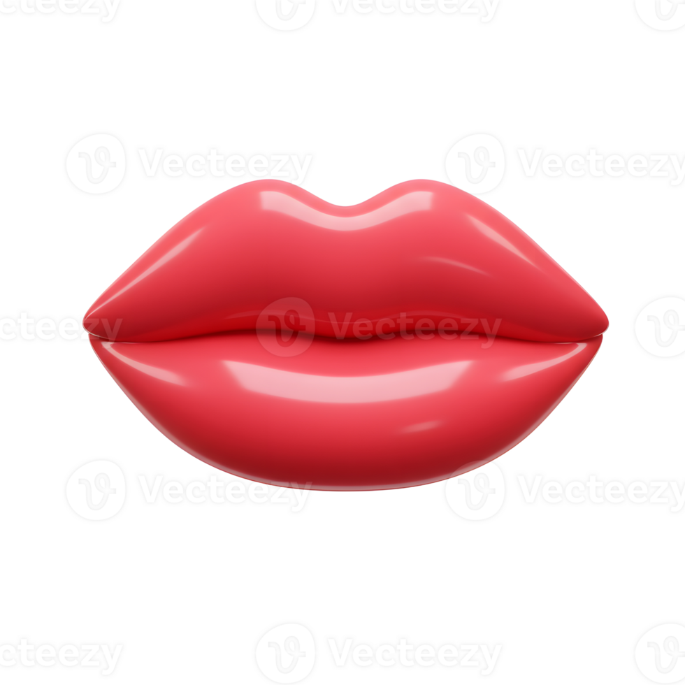 A glossy pink lip illustration set against a white background is ideal for beauty or makeup content. png