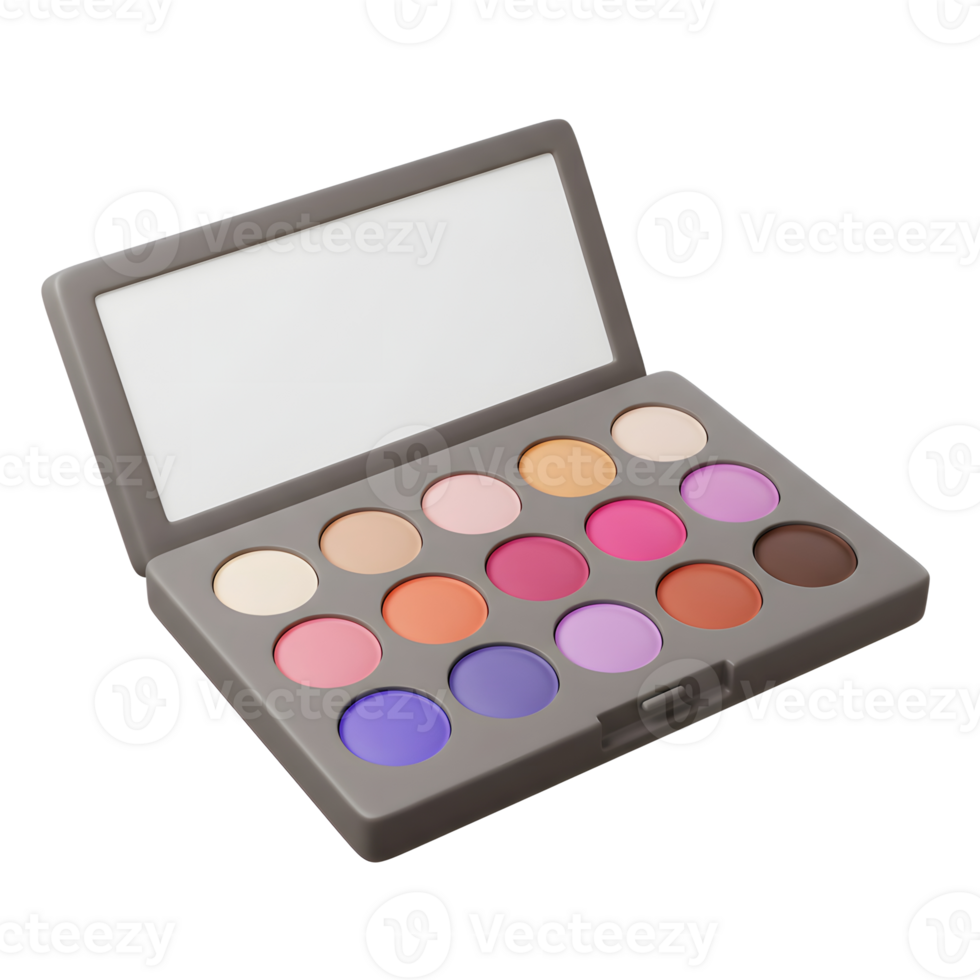 This eyeshadow palette showcases a variety of colors, complete with a convenient mirror, which makes it ideal for makeup application and travel. png