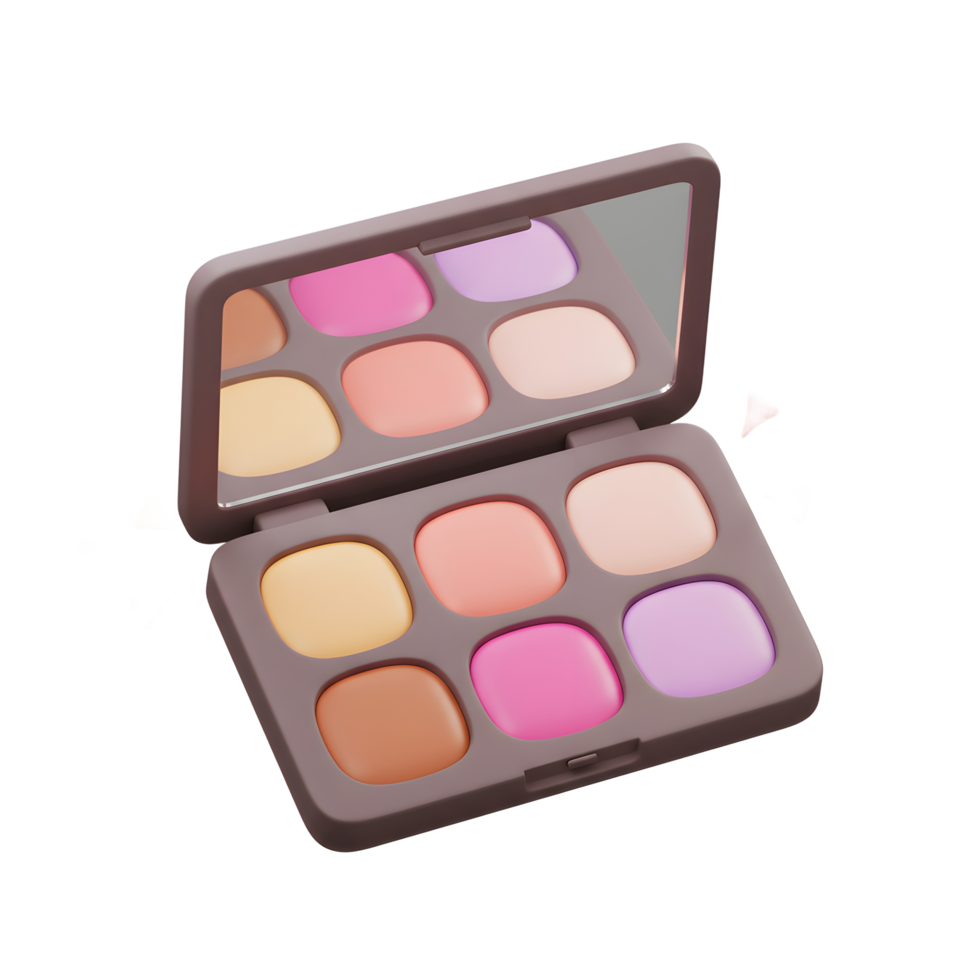 This makeup palette contains various colorful face powders and includes a mirror, making it ideal for on-the-go touch-ups. png