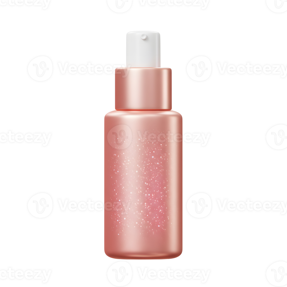 Rose gold spray bottle with a white cap, perfect for containing and dispensing beauty products or other liquids. png